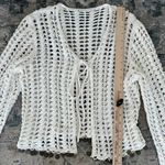 Crochet Cardigan Top Womens S/M White Boho Cottage Festival Coachella Cowgirl Size M Photo 14