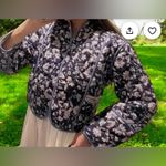 Floral Reversible Quilted Cotton Jacket: Oversized Boho Bomber Blue Size XL Photo 2