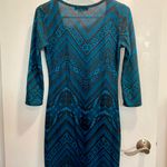 French Atmosphere Patterned Blue And Black Dress Photo 1
