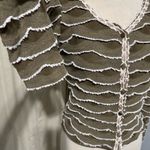Coconut Style Women Vintage Olive Green Scalloped Ruffle Cardigan Sweater Size M Size M Photo 2