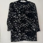 Emma James  Black and Gray Floral Blouse Sheer‎ Overlay Cardigan M Photo 4