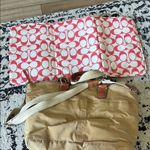 Coach Tan and coral Baby Bag with diaper changing mat Photo 3