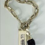 Etienne Aigner Purple Faceted Gemstones Silver Tone Bracelet Dangle Earrings Photo 2