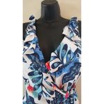 Ladies One Piece Swimsuit Large Blue Pink Floral women’s swimsuit White Photo 2