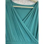 Garnet Hill Teal Faux Wrap Jersey Dress Soft Stretch Knit Drape by L Photo 3