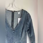 Guess NWT Denim Bodycon Long Sleeve V-Neck Dress Photo 4