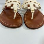 Tory Burch Phoebe Flat Thong Elba Tumbled Leather Ivory Sandals Size 8M Photo 1