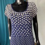 Bleu Navy Blue and White Dot Print Tunic Top Stylish Casual Short Sleeve L Size L Photo 0