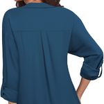Women's Dressy Lapel Button Down Shirts for Work Office Business Casual Chiffon Blouse Tops Photo 1