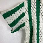 Green and White Button Down Crochet Shirt Size M Photo 2