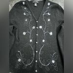 Work In Progress Black Cardigan Sequins Shimmer Holiday Vintage Inspired Large Photo 3