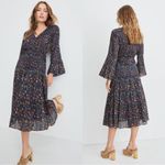 Veronica Beard NWT Shireen Button-Front Floral Print Pleated Dress in Ink Sz 2 Photo 4