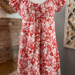 Madewell Red and White button down Floral Skirt size 6P Photo 0