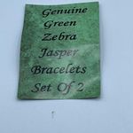Artisan  made set of 2 green zebra Jasper stretchy bracelets Photo 5