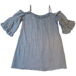 Blu Pepper ‎ Romantic Cold Shoulder Mini Shift Dress Women S Chambray 3/4 Sleeve Photo 1