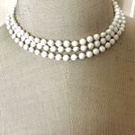 Vogue vintage white beaded triple strand choker necklace White Photo 4