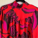 Who What Wear Who what where hot pink red long sleeve floral midi dress size XS puff sleeve Photo 7