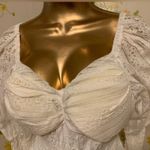 NWOT Smocked waist long sleeve Lace top in white size S/M Photo 3