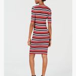 Bar III Ribbed Sweater Dress in Pink Red Black Shimmer Stripe Size L Photo 1