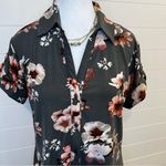 J for Justify Women’s Shirt Dress Gray Floral Buttons Collared Casual Size Large Classic Light Photo 1
