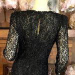 Oleg Cassini VINTAGE BLACK SEQUIN SILK RUFFLED COCKTAIL DRESS (6) Photo 10