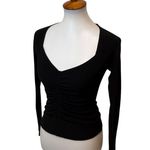 ALC Frank A.L.C. Halley Ruched Long Sleeve V-Neck Top Black Size XS Photo 1