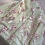 Sugar Thrillz Cream Fleece Jacket with Pink Bows Size M Photo 1