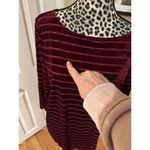 Lauren Ralph Lauren 3/4 Sleeve Stripe Velvet Burgundy tunic top Dark 2X New READ Photo 2