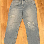 Madewell  mom jeans Light Blue‎ High Rise Distressed Jeans 30T Photo 0