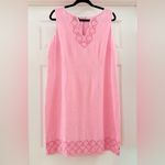 Talbots NWT Talbot’s Linen Eyelet Sleeveless Shift Dress Embroidered Scalloped Pink 12 Photo 3