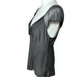 Bisou Bisou  Intimates Black v - Neck Top with Sheer Details Sz Large Photo 5