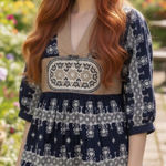 Odd Molly Blue 4 Continents 3/4 Sleeve Embroidered Scandinavian Dress Tunic SM Photo 0