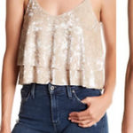 Madison & Berkeley Ruffle Velvet Top Skinny Straps Photo 0