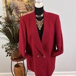 PBM Womens 12 Red Lined Double Breasted Button Collared Long Sleeve 100% Camel Photo 2