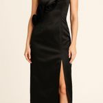 Calvin Klein Y2K Black Strapless Evening Gown Rosette Slit Red Carpet Dress 6 Photo 0