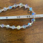 Jewelry necklace earrings and bracelet set Iridescent clear sparkle beads Silver Photo 17
