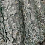 Vintage Jack Bryan Teal Maxi Dress‎ – Chiffon, Pleated Skirt & Beaded Lace Green Size 12 Photo 8