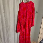 Kate Spade  x Target Pink and Red Floral Linen blend V-Neck Dress Photo 3