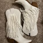 Beast Fashion White Fringe Heeled Boots Photo 0