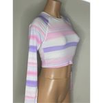 Anthropologie New. WET from L.A. pink and purple stripe rashguard. Large. Retails $108 Photo 5