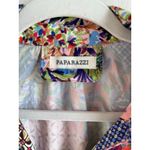 Paparazzi Mesh Print Rouched Button Up Front Patchwork Blouse Top Womens Size M Photo 12