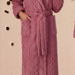 ROOM SERVICE COZY WRAP CABLE KNIT PINK ROBE MEDIUM Photo 0