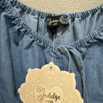 Indulge  Medium Wash Short Sleeve Chambray Denim Tiered Maxi Dress Size L Photo 2