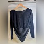 MINKPINK NWT  Black Ribbed V Neck Leila Body Suit  size large Photo 2