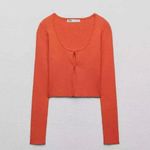 ZARA NWT  Ribbed knit cropped cardigan orange 3646/008 Photo 1