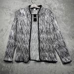 MSK Jacket XL Silver Zebra Sparkle Shimmer Metallic Animal Print Zip Clubwear Black Photo 3