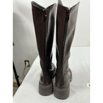 Womans Knee High Combat Boots Brown Eu 37 Us 6.5/7 Lace Up Back Zip NWOT Photo 4