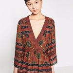 ZARA Printed Floral Crossover Jumpsuit Romper Size S V Neck Photo 1