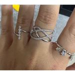 Boutique NEW Women's Bezel Set Simulated‎ Diamond Platinum-Plated S925 Band Ring, Size 7 Photo 7