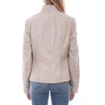 NWT Scully Beige 100% Leather Zip Front Stand Up Collar Jacket Medium #WX13 Photo 1